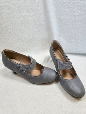 Chase + Chloe Size 10 Mina Gray High Heel Mary Jane Gatsby Shoes NEW Scalloped